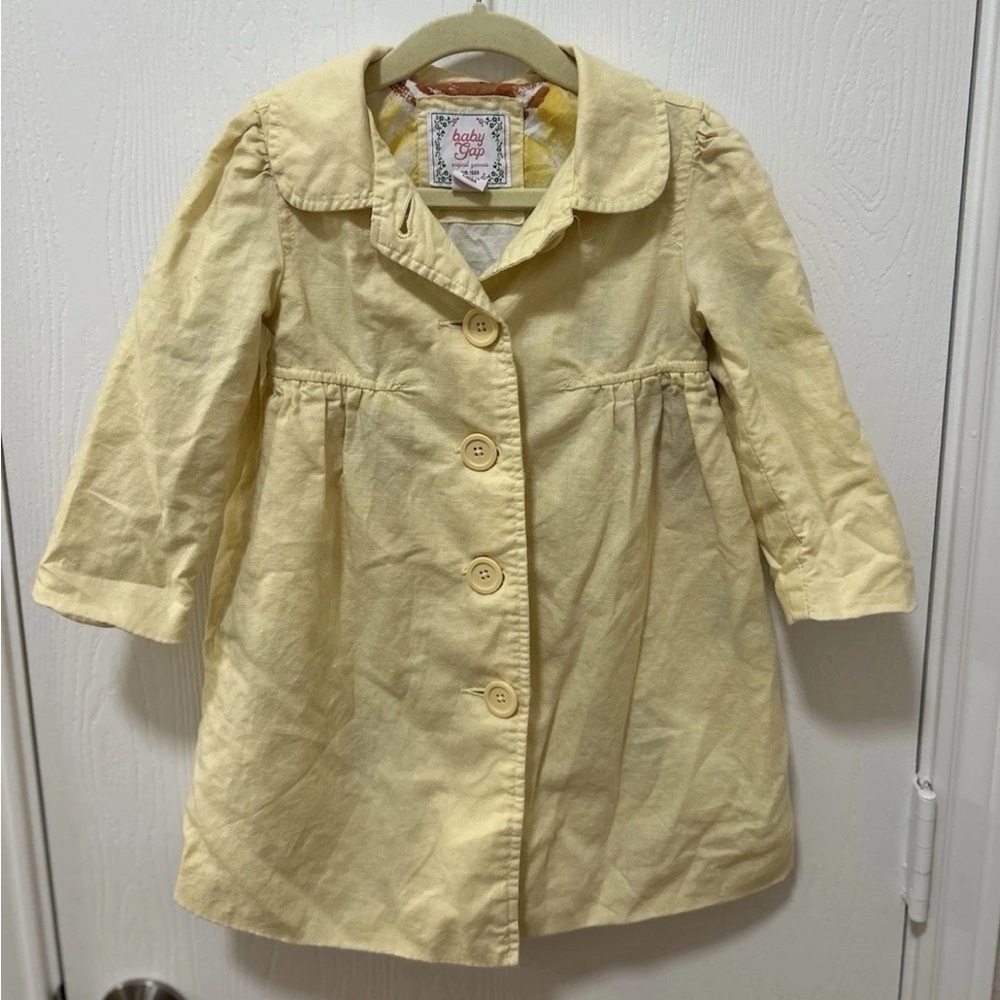 Baby Gap Yellow Linen Jacket Sunflower Lined Toddler 2T Spring 08’
